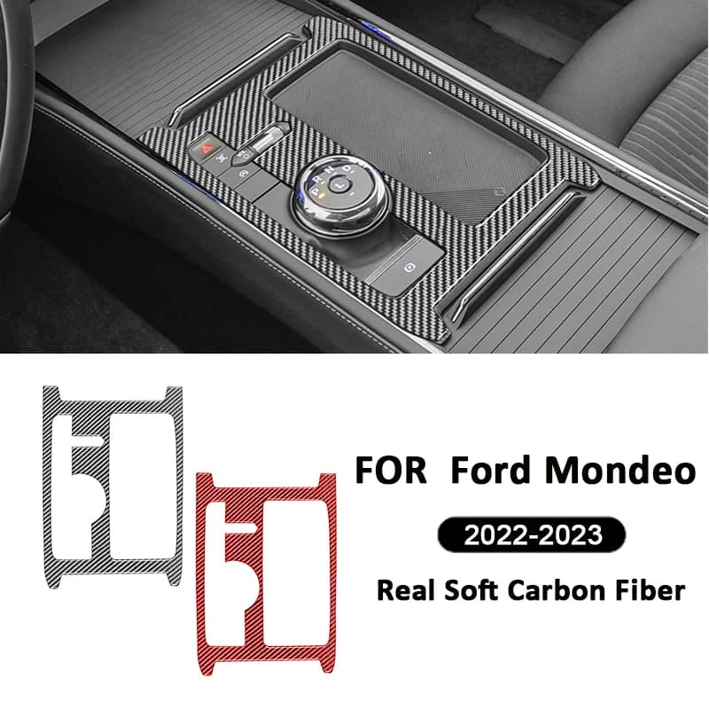For Ford Mondeo 2022-2023 Carbon Fiber Auto Central Console Gear Shifter Panel Frame Modification Sticker Interior Accessories