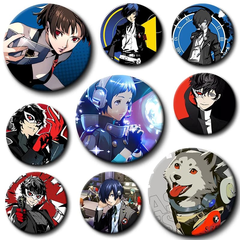 Anime Game Persona 3 Soft Button Pins Makoto Yuki Yukari Takeba Cartoon Badge Tinplate Round Brooch Accessories Prop Xmas Gifts