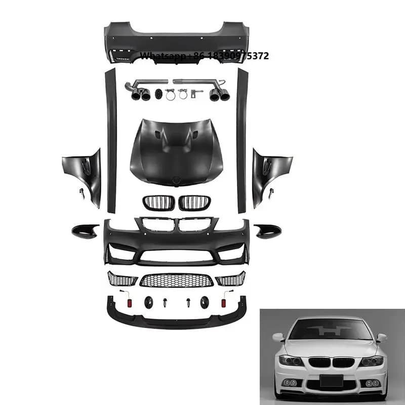 New E90 for Rear Bumper Upgrade Kit ABS Carbon Fiber Bolt-On Facelift 25Z-BP-BMWA001