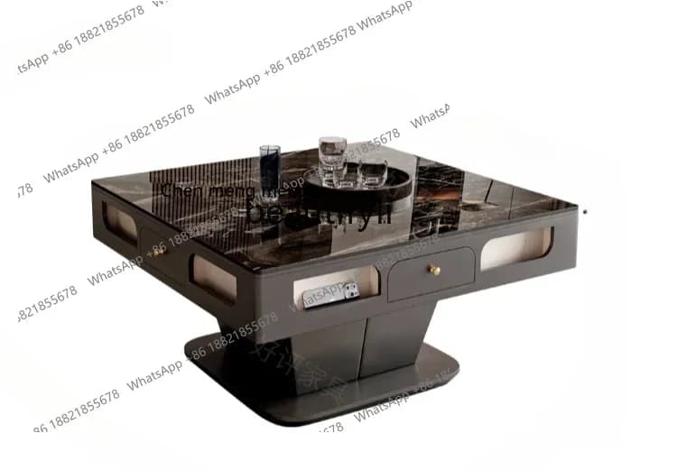 182C Electric light luxury rock slab lifting mahjong table dining table modern simple household with induction cooker coffee tab