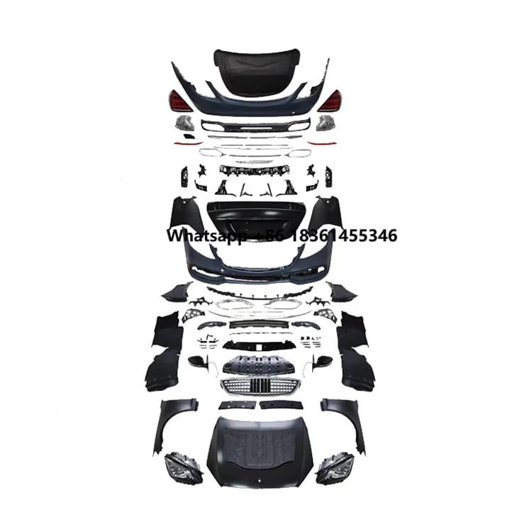 Upgrade W222  Style BodyKit Grill Trunk Lid Fender LED Headlights Tail Light Hood Bumper Body Kit For Benz 200