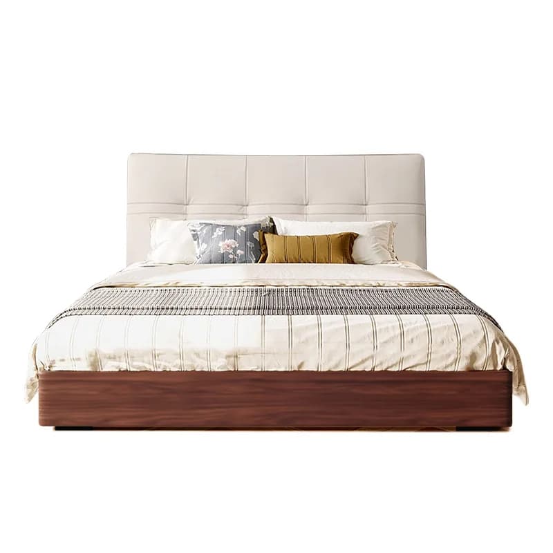 Leather soft bag flush edge bed simple modern small apartment master bedroom 1.8 floor solid wood double bed