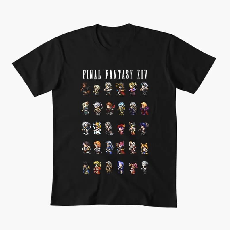Final Fantasy XIV Pixel 0508 Video game Gift T shirt for RPG gamer 100% cotton Short Sleeve Graphic Clothes All size tops S-6XL