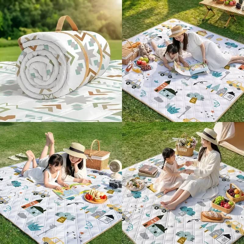 Thickened Oxford Cloth Waterproof Picnic Mat, Moisture Proof Non Slip Foldable Portable Outdoor Mat for Camping Beach Travel