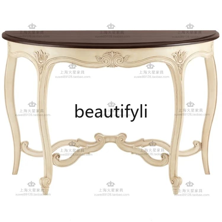 European modern minimalist carved entrance table American rural solid wood retro entrance table, decorative table