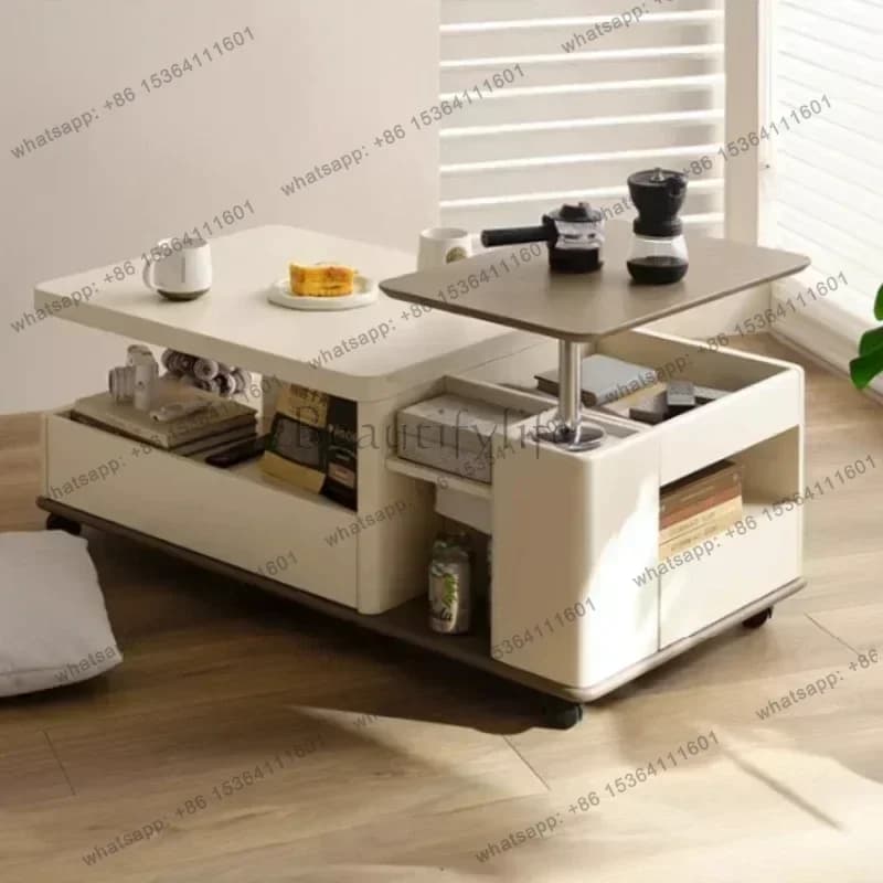 YJ Living Room Multifunctional Lift Coffee Table Large Capacity Storage Desk Removable Self-contained Coffee Tables Furniture Me