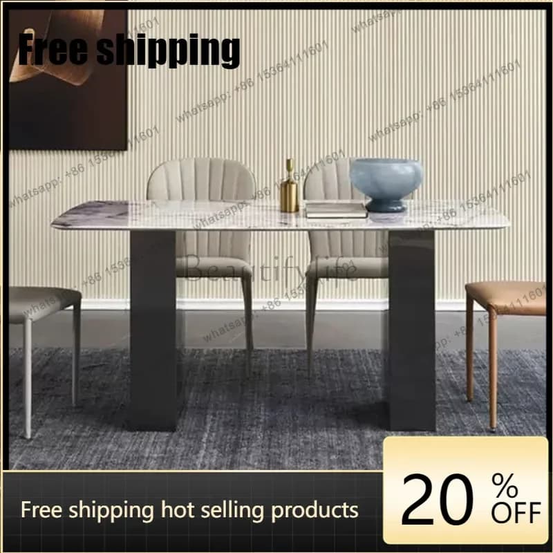HJ Simple Modern Dining Tables Living Room Leisure Party Coffee Dining Tables Work Metal Furniture Linge De Table