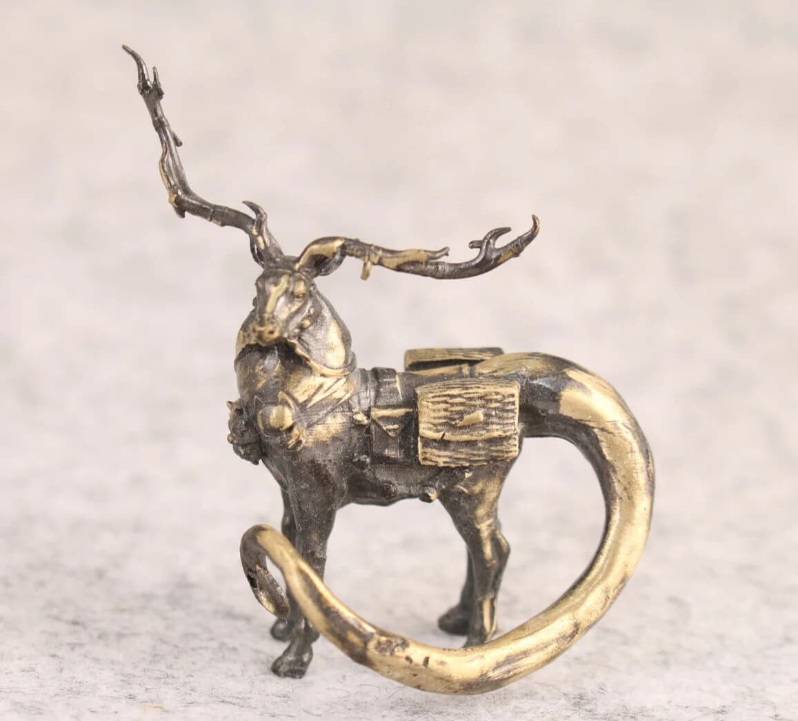 Rare collection bronze art dragon horse Figure statue netsuke table decor