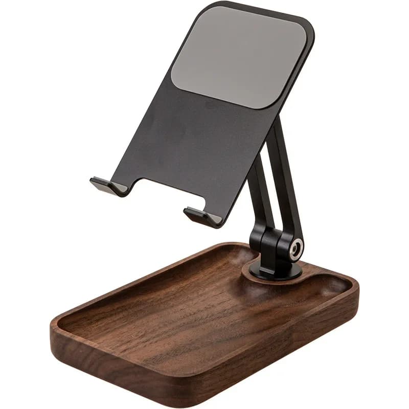 Desktop mobile phone holder, household bedside multi-functional foldable lifting adjustment support frame, solid wood