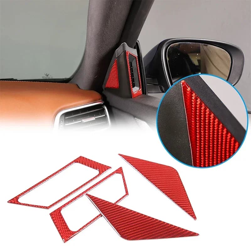 For Maserati Ghibli For Maserati Quattroporte 2014-2022 Soft Carbon Fiber Car A-pillar Horn Decoration Sticker Accessories