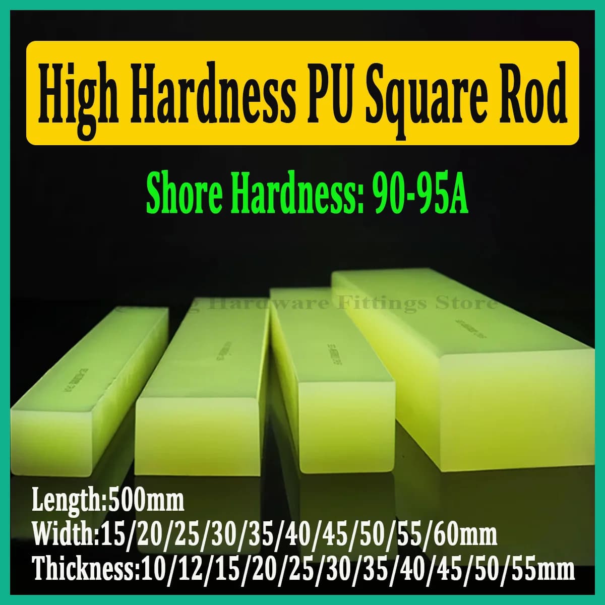 90A High Hardness PU Square Rod, Wear Resistant Elastic Polyurethane Strip, Pressure Resistant Urethane Board for Industrial CNC