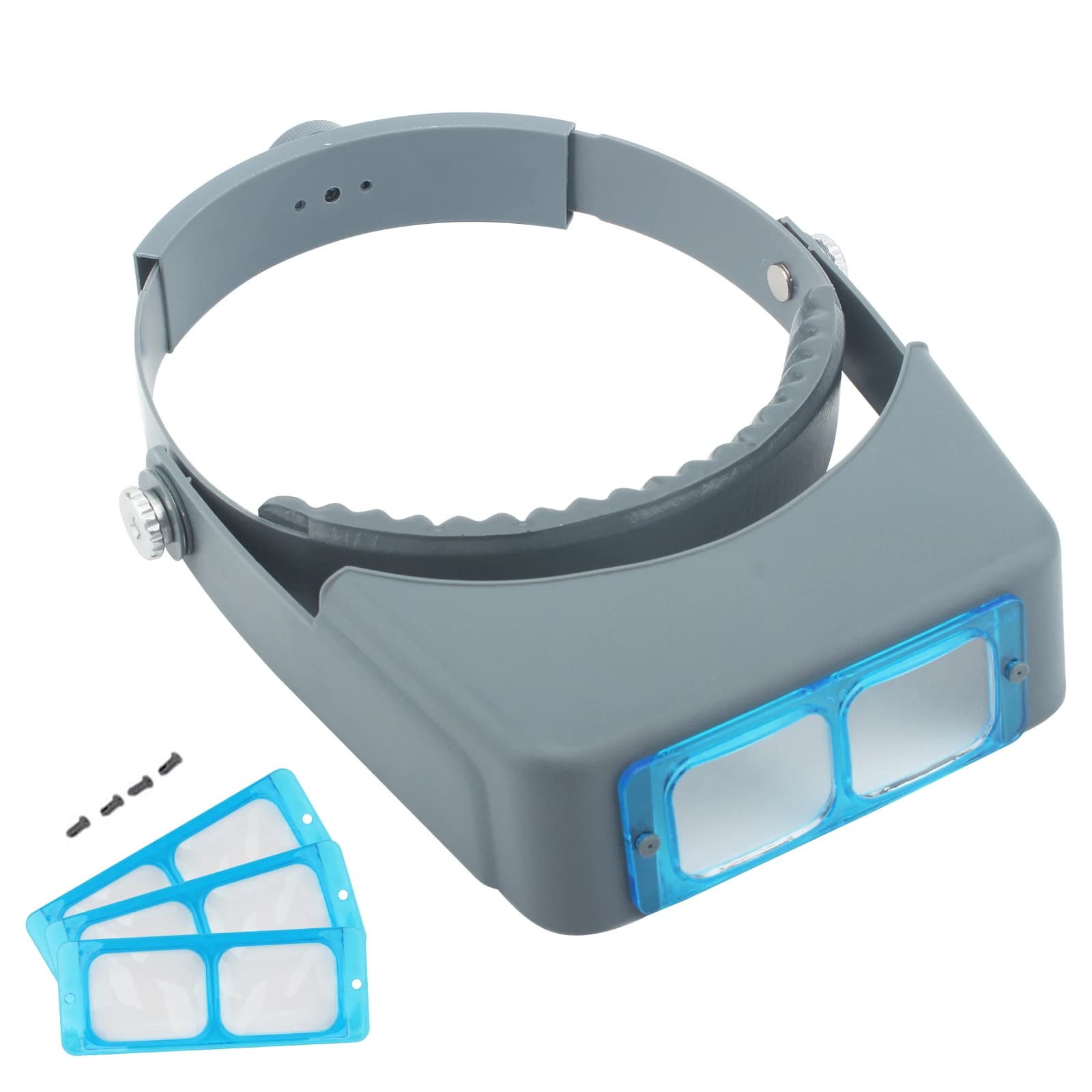 Headband Binocular Jewelry Magnifier Double Lens Metal Magnifying Glass with 4 Magnifications Head-Mounted Jewelers Tool