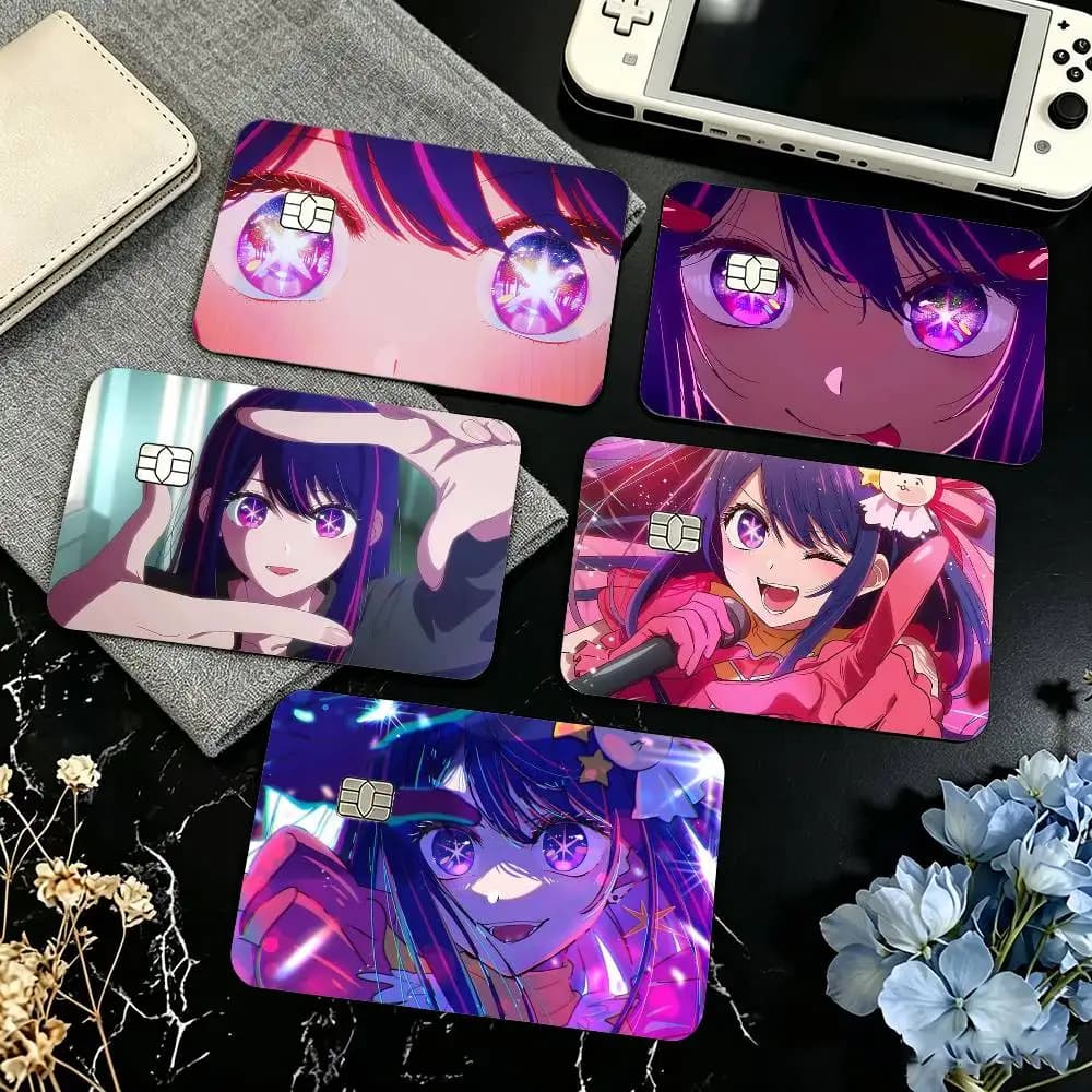 Anime O-Oshi no Ko A-Ai Hoshino  Credit Card HD Stickers Small Chip Waterproof Sticker Game Card Decal Gift