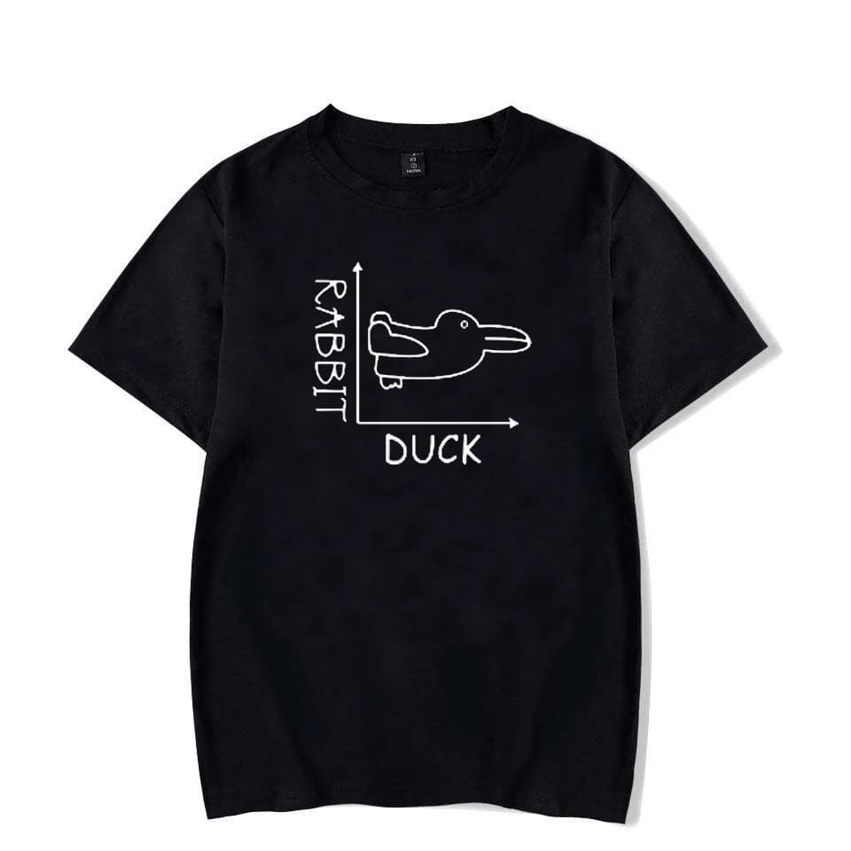 Duck Rabbit Fun Math Printed Pattern men's women's T-shirt Extra Large Casual Breathable T-shirt summer round neck couple's tops