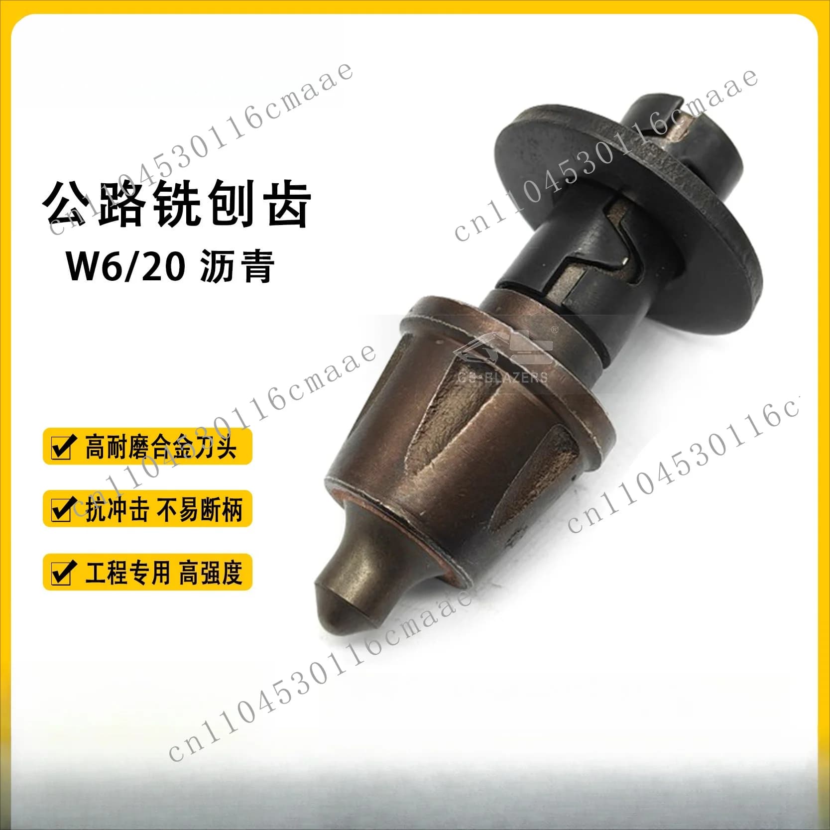 W6-20 Milling Teeth 20mm Shank for Asphalt Highway, Wirtgen W2000 Milling Machine Wear-resistant Cutter Head