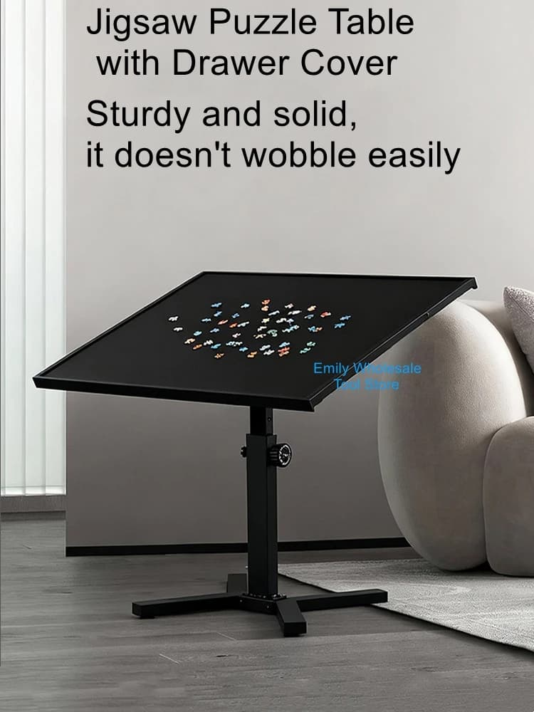 Jigsaw Puzzle Table with Drawer Covers—Adjustable Height and Tilt—Premium Metal Ergonomic Table