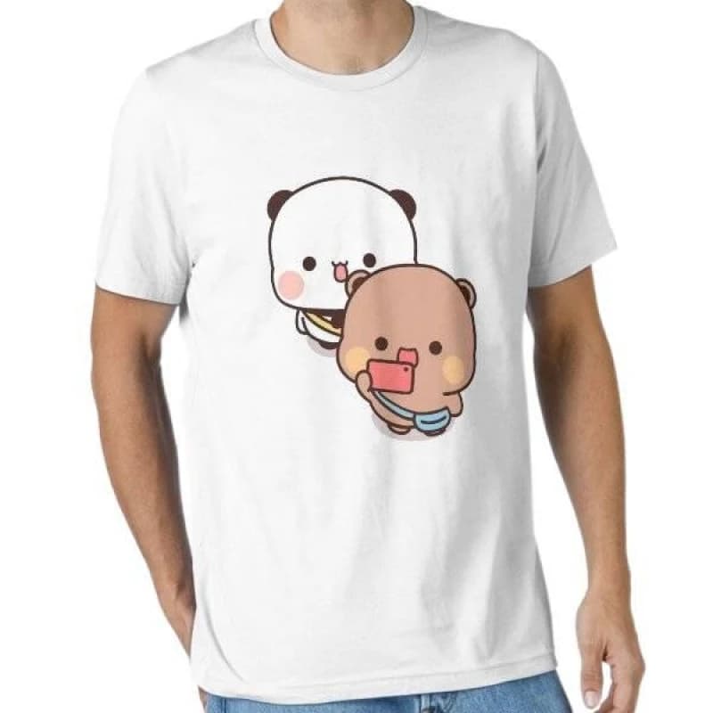 Bubu and Dudu taking selfies Gift t shirt ‌kawaii‌ Panda Bear Cartoon Graphic tee Cute Y2K Clothes 100% cotton All size Tee