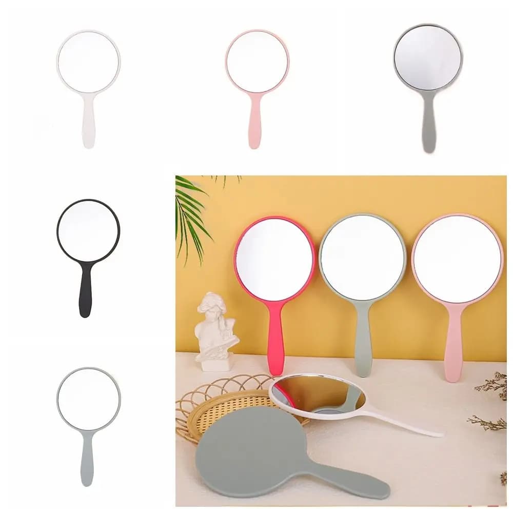 Durable DIY Makeup Mirror Small Handheld Round Handheld Mirror With Handle Anti-fall Portable Mirror Bedroom