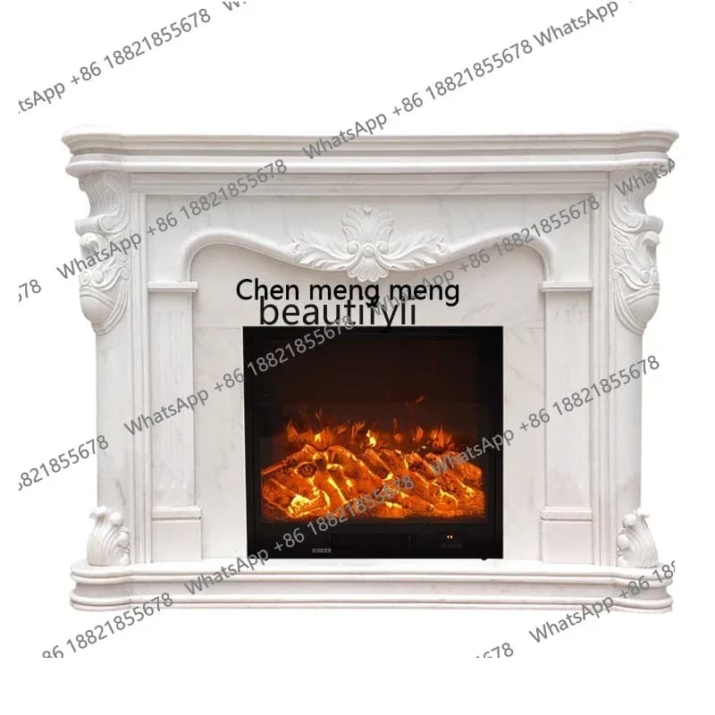 M178 A Marble Fireplace Fangshan White Marble Material Fireplace Mantel Indoor Heating Fireplace Curio Cabinet
