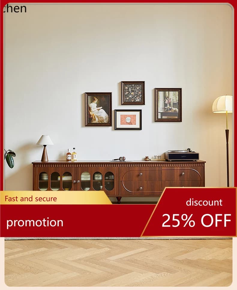 HXL TV Cabinet and Coffee Table Set for Living Room, Home Storage, Floor-standing Solid Wood Cabinet