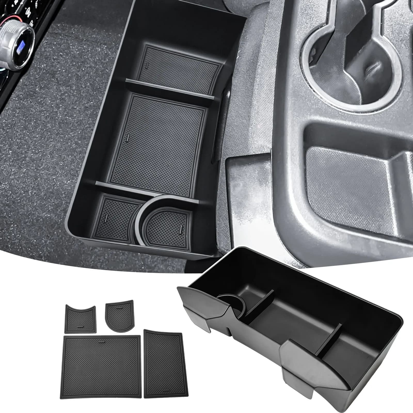 Front Center Console Organizer Hanging Storage Box Tray for 2020-2025 Chevrolet Silverado/Sierra 2500HD 3500HD Cup Holder Box