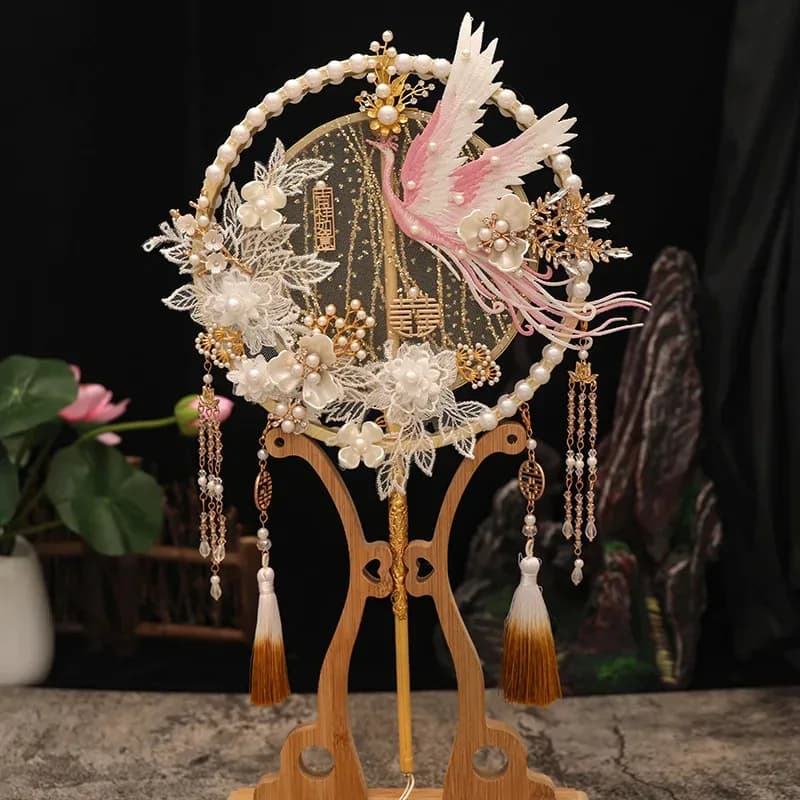 Wedding Bridal Hand-held Group Fan, Antique Hanfu Clothing, Photography Props, Performance Dance Party Decoration Fan