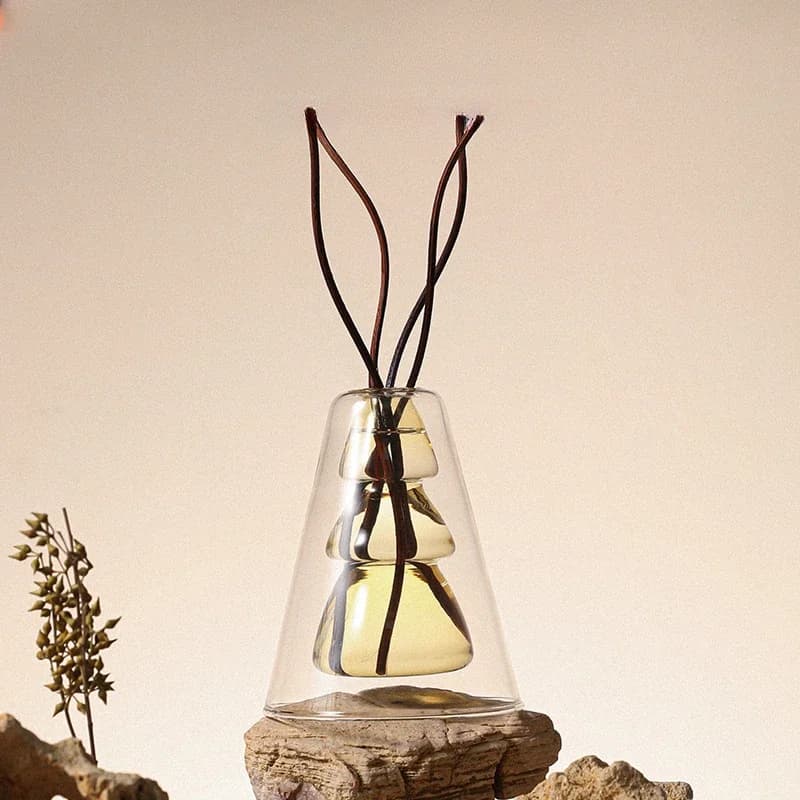 Aromatherapy Glass Reed Diffuser Bottle Empty Refillable Glass with 4Pcs Brown Reed Sticks for Oil Fragrance DIY Crafts Decor