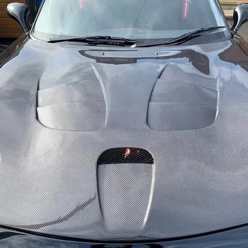 1993-1997 for RX-7 FD3S Carbon Fiber Hood Lightweight New with Screw-On Attachment Black Color and Screws Included