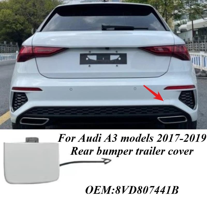 For Audi A3 8V 2017-2019 Rear Bumper Tow Hook Cover 8VD807441B Replacement OEM Fit Auto Exterior Styling Accessories Automobiles