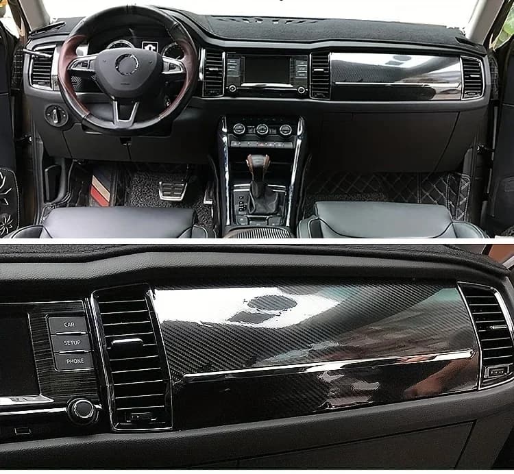 Carbon Fiber For Skoda Kodiaq 2017-2021 Car Film Interior Stickers Center Console Gear Dashboard Door Handle Lift Panel