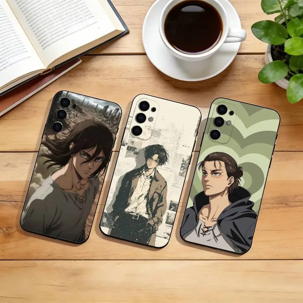 Attack on Titan Eren Yeager Phone Case For Samsung S25,S24,S21,S22,S23,S30,Ultra,S20,Plus,Fe,Lite,Note,10,Black Cover