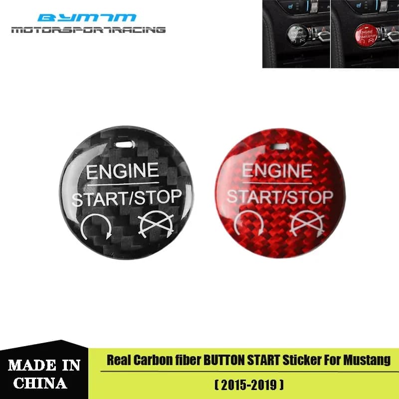 Real Carbon fiber button Sticker Automotive interior trim For Mustang 2015-2019