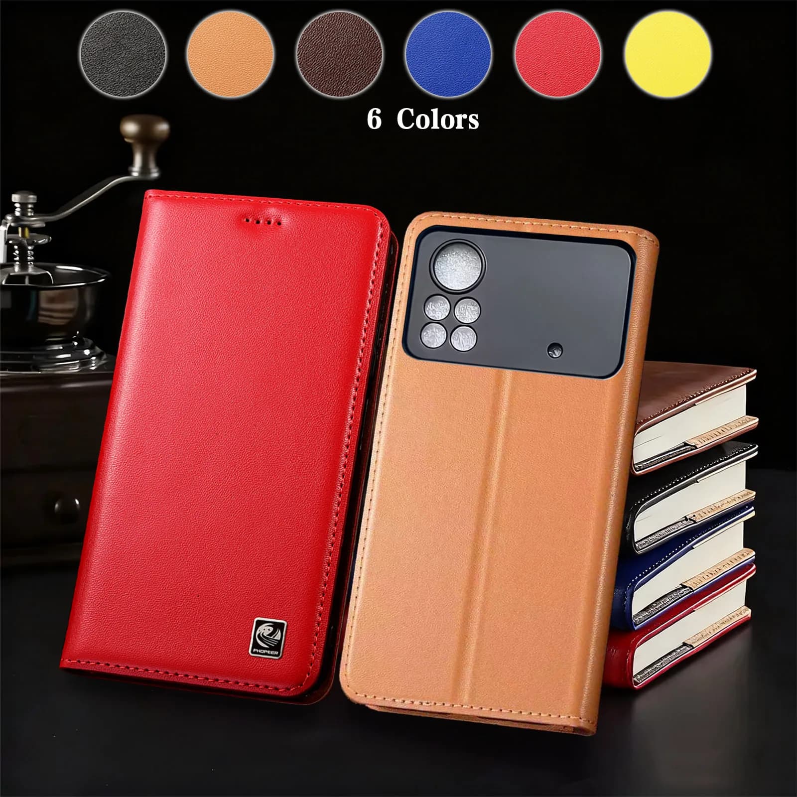 Genuine Leather Case For Xiaomi Poco X3 X4 X5 X6 X7 Pro NFC GT Neo 5G Nappa Pattern Flip Wallet Cover Case Cowhide Scratch-Proof