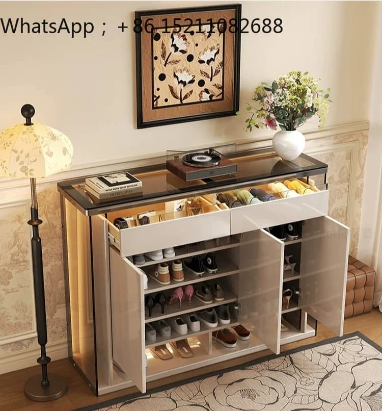 SCY Entry Door Shoe Cabinet Household Door Solid Wood Shoe Cabinet Light Luxury Advanced Sense Entrance Cabinet