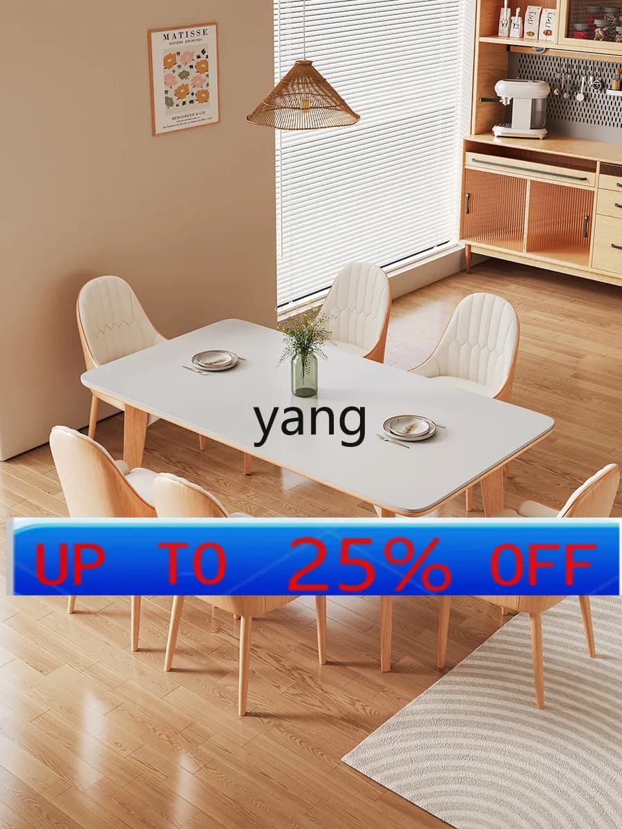 LMM solid wood slate dining table rectangular household small apartment dining table and chair combination