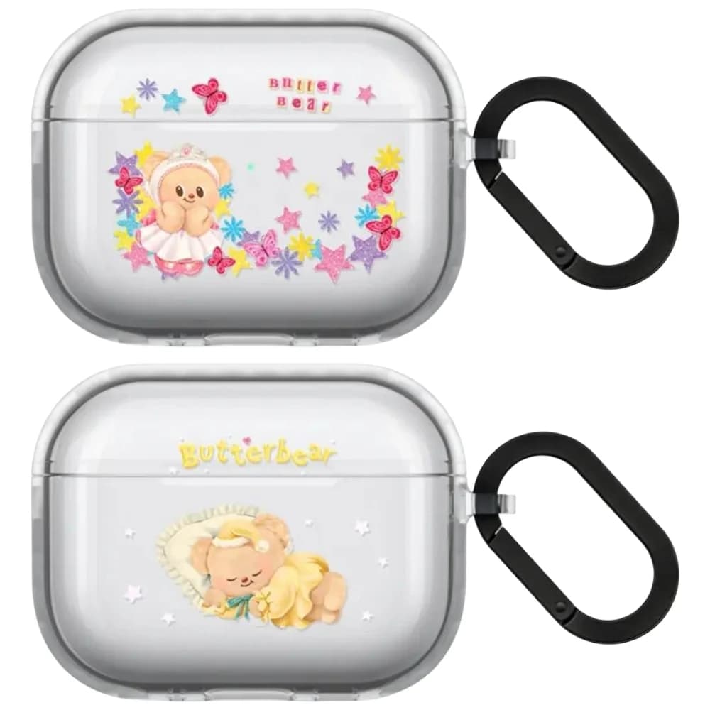 Stars Bears TPU Transparent Protective Case for AirPods Pro3 Pro 4 3 Pro Earbuds Charging Box Cover with Hook Cartoon