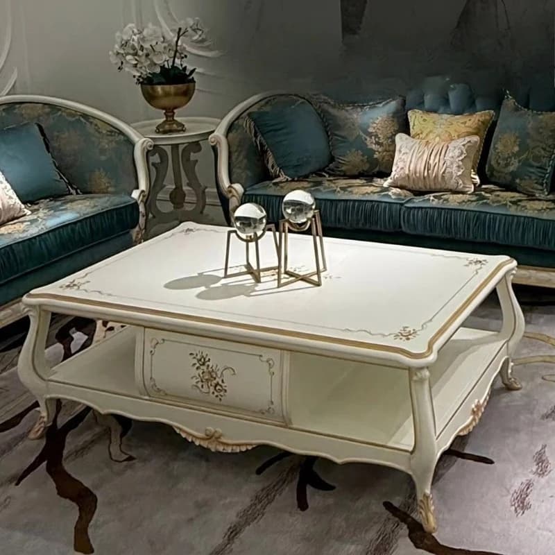 Luxury hand-carved wooden furniture living room center coffee table