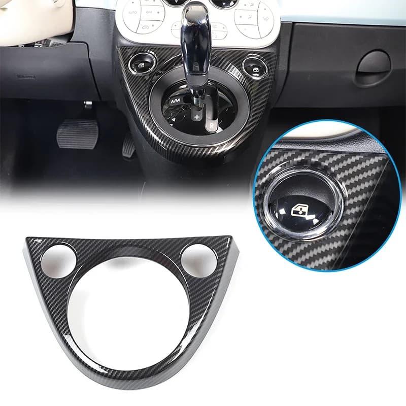 For Fiat 500 2011-2019 ABS Carbon Fiber Car Central Control Gear Shift Panel Display Frame Decorative Stickers Car Accessories