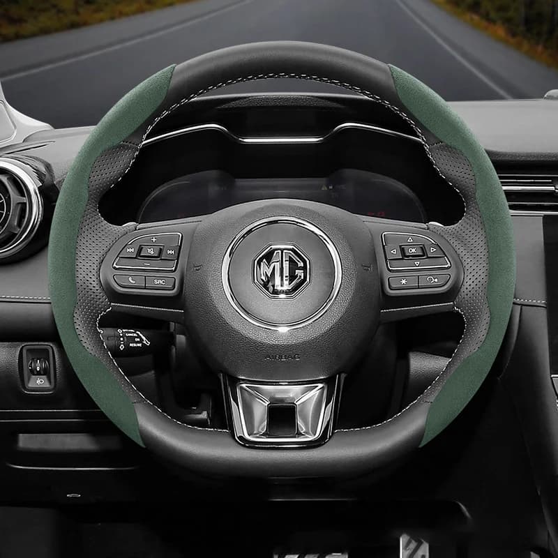 For MG Morris Garages Suede Snap-on Steering Wheel Cover ZS Hector HS Marvel R T60 MGI 3 5 6 Magnette Accessories
