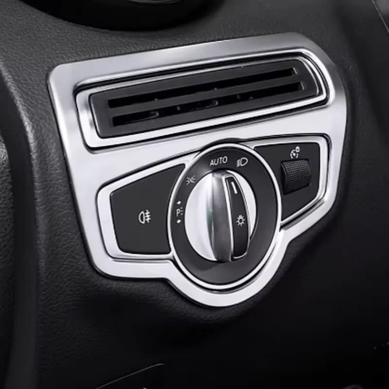 For Mercedes Benz C GLC Class W205 S205 C205 A205 X253 C253 2015+ Car Dashboard Headlight light Switch Button Cover Trim Sticker
