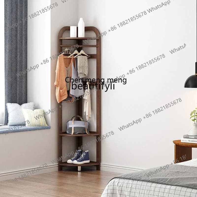 cn8350 LHY zqSolid Wood Hanger Floor Bedroom Corner Coat Rack Nordic Corner Shelf Multifunctional Hanger
