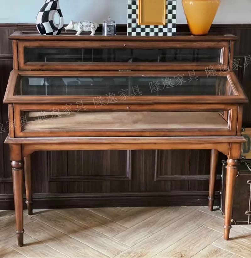 LMM French retro solid wood porch American country carved display cabinet