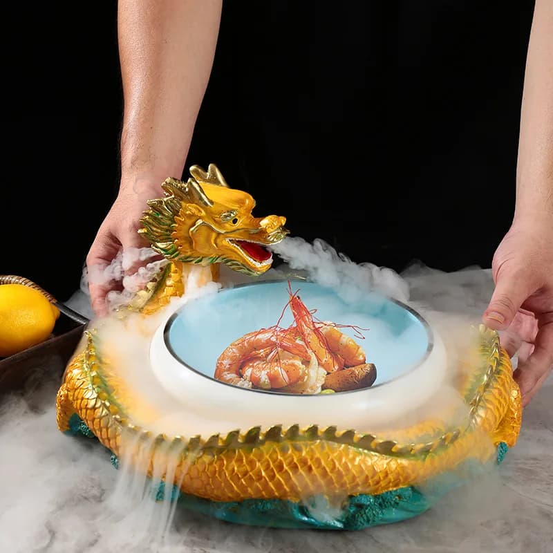 distinctive dry ice tableware, boat-shaped beef hot pot restaurant, and creative plating tableware restaurant