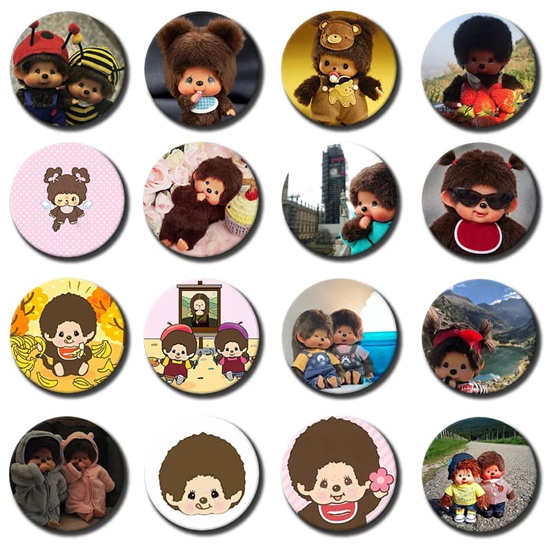 Cartoon M-Monchhichis-eS Cover Brooches Funny Meme Badge Fashion Jewelry Gifts
