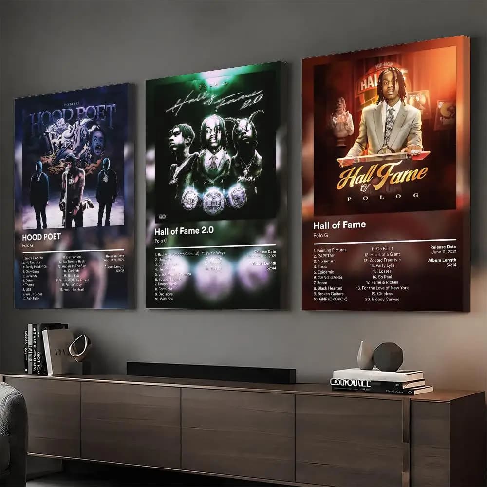 P-Polo G Rapper Music Painting Calligraphy HD Modern Style Inner Frame Canvas Poster Bedroom Room Hallway Wall Art Decor