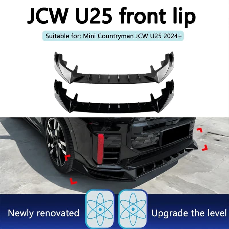 1Set Black ABS Front Lip Spoiler For BMW Mini Countryman JCW U25 2024+ Car Bumper Protection Novelties Auto Decoration Parts