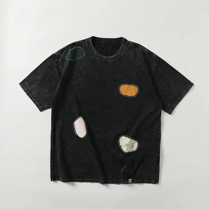 Sakai Kouiti Original Design Distressed and Damaged Short-sleeved Patchwork Casual Personalized T-shirt for Men and Women