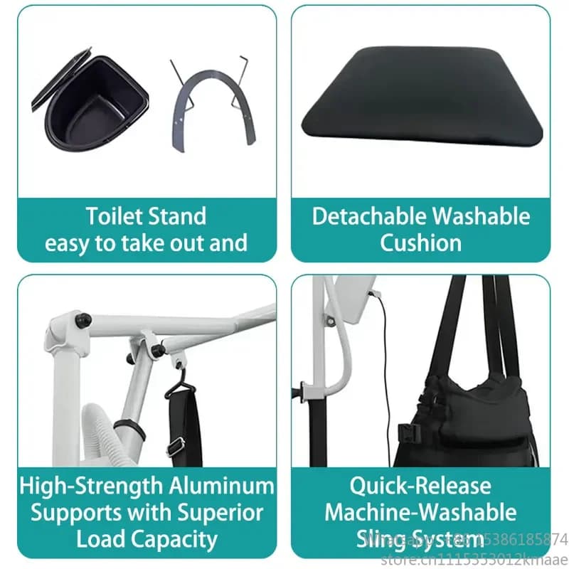 Vequyn Transfer wheelchair Disabled Paralyzed Patient Home Care Electric Lifting Transfer Commode Toilet Chair Wheels Handicappe