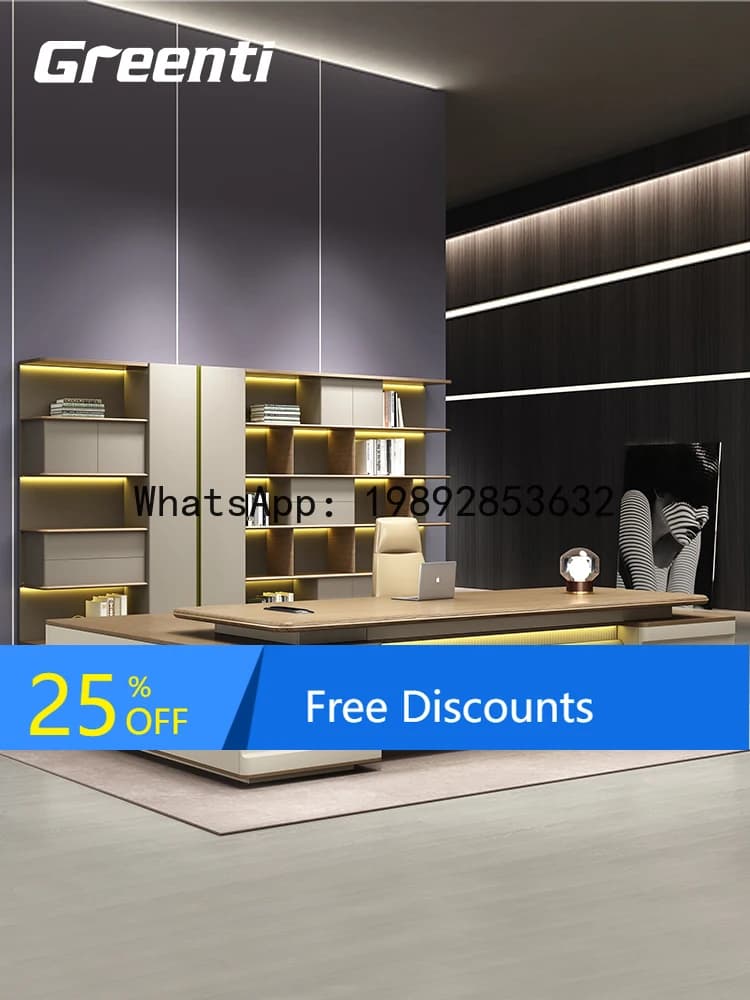 YFY Office Furniture Matching File Cabinet Bookcase with Light  Floor Bookcase Boss Room Background Cabinet Light Luxury Elegant
