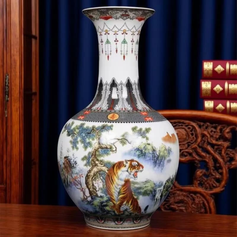 37cm/47cm Jingdezhen ceramic vase decoration, Chinese porcelain home, living room flower arrangement, office wine cabinet, antiq